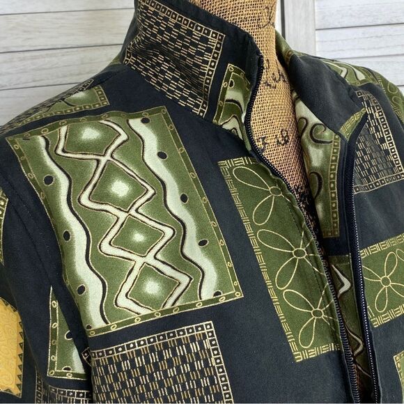 Drapers & Damons Petite Mosaic Tile Print Microfiber Bomber Jacket Black PM - Picture 6 of 14